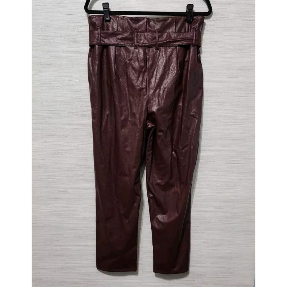 Commando Faux Leather Paper Bag Pants Size XL Oxblood w Tie Belt Comfort NWT - Picture 4 of 13